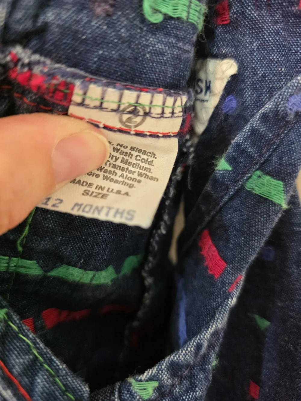 Vintage OshKosh B'gosh Navy Denim Overalls with Red Trim - Kids